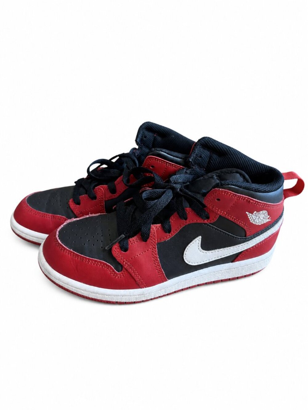 Air Jordan 1 Mid Black/Red/White Kids Sneakers – Size 2.5Y